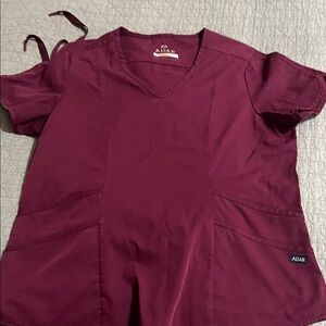 Adar Women's Burgundy Scrub Top & Pant set